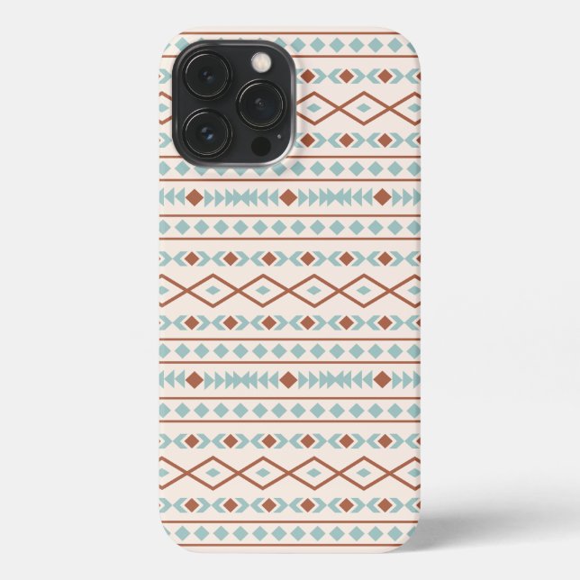 Coque iPhone Aztec Formes Motif rouille crème Turquoise (Verso)