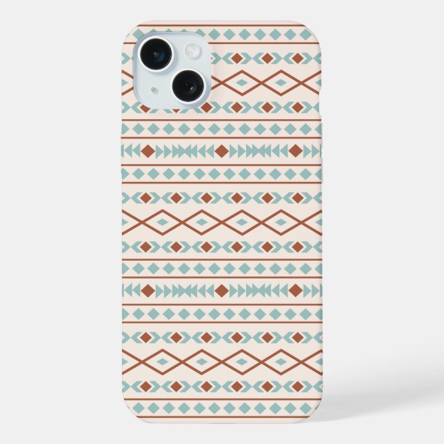 Coque iPhone Aztec Formes Motif rouille crème Turquoise (Verso)