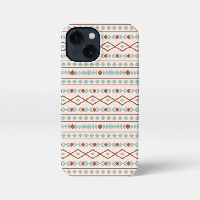 Coque iPhone Aztec Formes Motif rouille crème Turquoise (Verso)