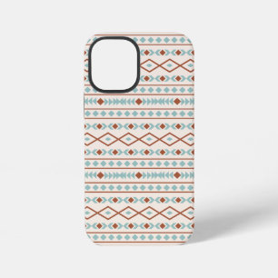 Coque iPhone 12 Mini Aztec Formes Motif rouille crème Turquoise