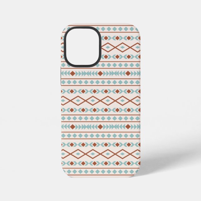 Coque iPhone Aztec Formes Motif rouille crème Turquoise (Verso)