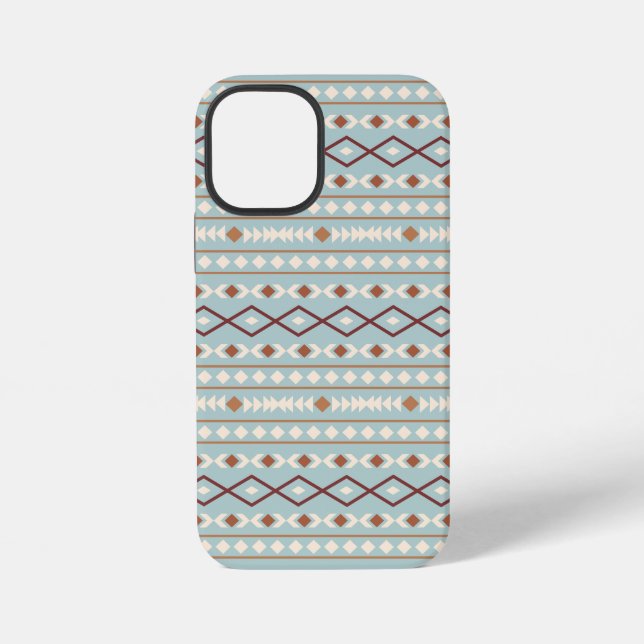 Coque iPhone Aztec Formes Motif Rusts Crème Turquoise-Bleu (Verso)