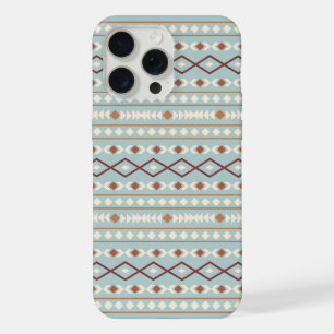 Coque iPhone 15 Pro Max Aztec Formes Motif Rusts Crème Turquoise-Bleu