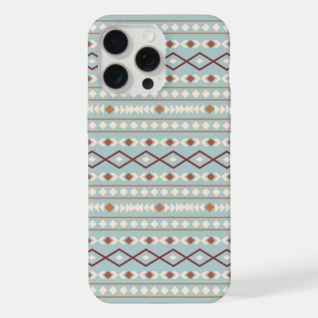 Coque iPhone Aztec Formes Motif Rusts Crème Turquoise-Bleu (Verso)