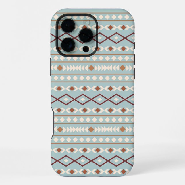 Coque iPhone Aztec Formes Motif Rusts Crème Turquoise-Bleu (Verso)