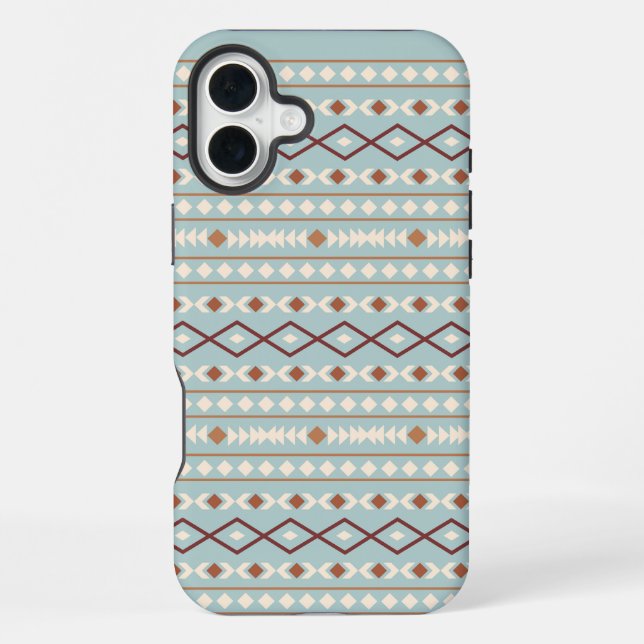Coque iPhone Aztec Formes Motif Rusts Crème Turquoise-Bleu (Verso)