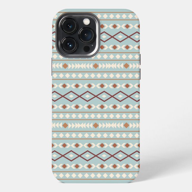 Coque iPhone Aztec Formes Motif Rusts Crème Turquoise-Bleu (Verso)