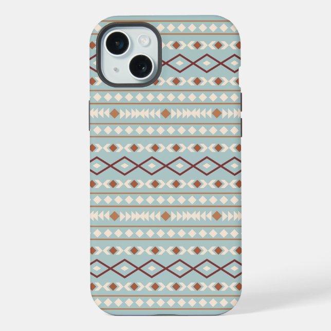 Coque iPhone Aztec Formes Motif Rusts Crème Turquoise-Bleu (Verso)