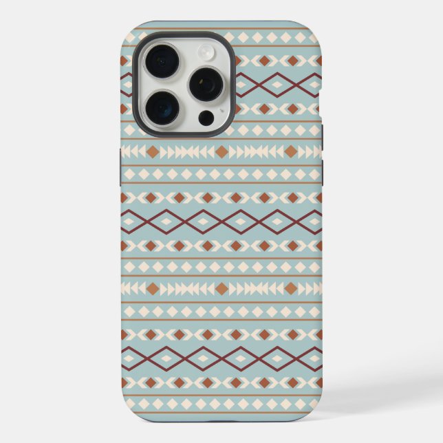 Coque iPhone Aztec Formes Motif Rusts Crème Turquoise-Bleu (Verso)