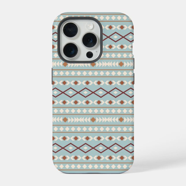Coque iPhone Aztec Formes Motif Rusts Crème Turquoise-Bleu (Verso)
