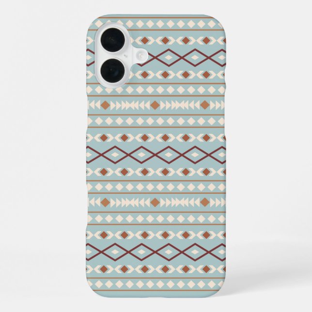 Coque iPhone Aztec Formes Motif Rusts Crème Turquoise-Bleu (Verso)