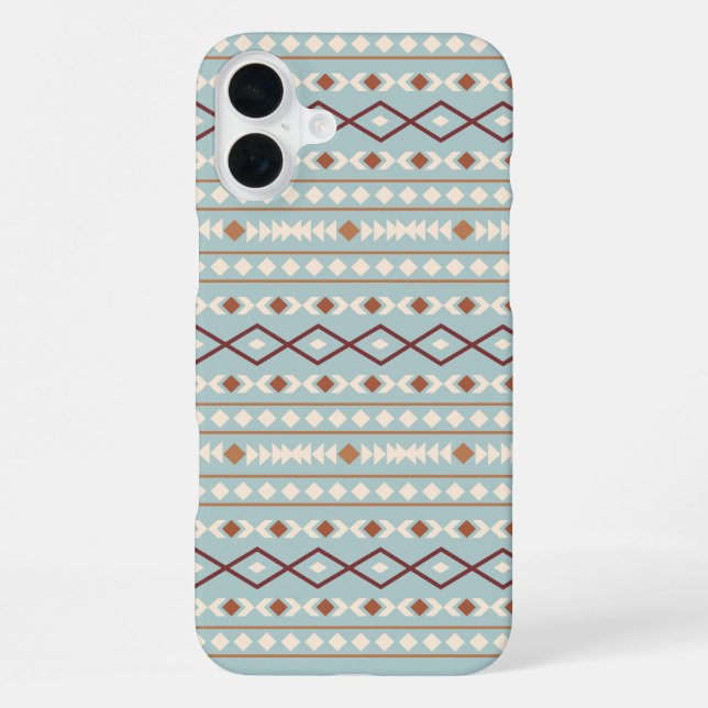 Coque iPhone Aztec Formes Motif Rusts Crème Turquoise-Bleu (Verso)