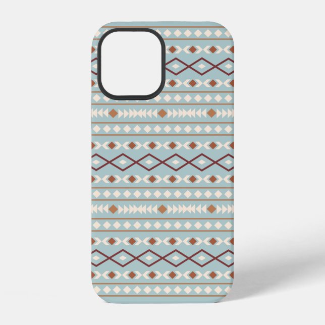 Coque iPhone Aztec Formes Motif Rusts Crème Turquoise-Bleu (Verso)