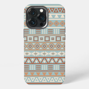 Etui iPhone 13 Pro Aztec Influence Motif Crème Bleue Terracottas