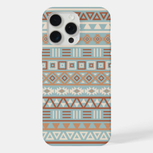 Coque iPhone 15 Pro Max Aztec Influence Motif Crème Bleue Terracottas