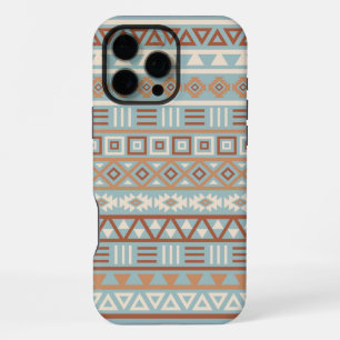 Coque iPhone 16 Pro Max Aztec Influence Motif Crème Bleue Terracottas