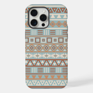 Coque iPhone 15 Pro Max Aztec Influence Motif Crème Bleue Terracottas