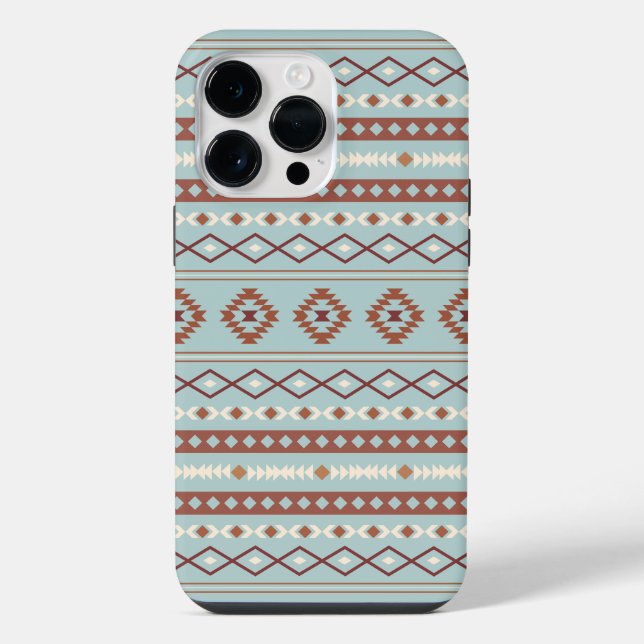 Coque iPhone Aztec Mixte Motif Motif Rusts Crème Bleu (Verso)