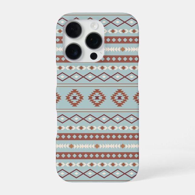 Coque iPhone Aztec Mixte Motif Motif Rusts Crème Bleu (Verso)