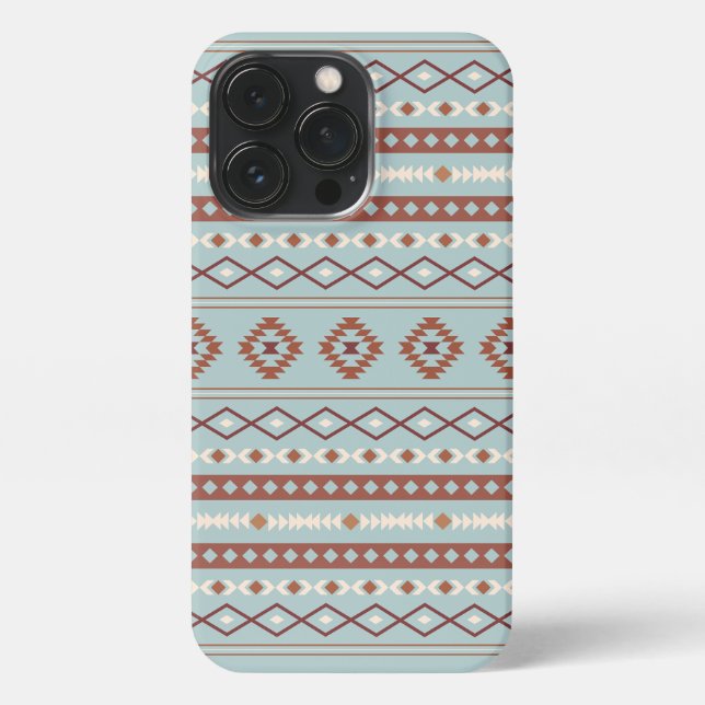 Coque iPhone Aztec Mixte Motif Motif Rusts Crème Bleu (Verso)