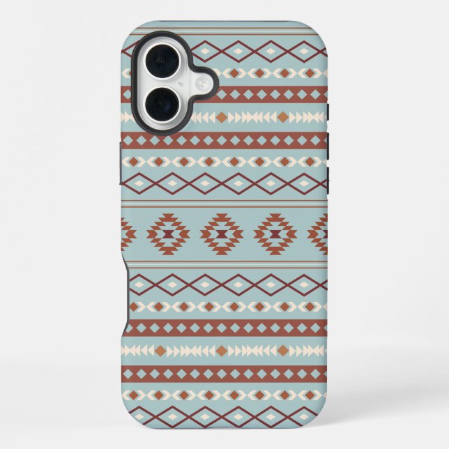 Coque iPhone Aztec Mixte Motif Motif Rusts Crème Bleu (Verso)