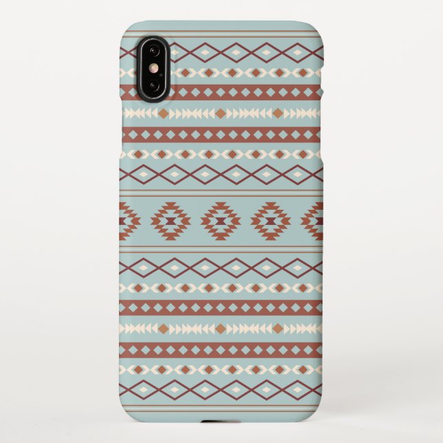 Coque iPhone Aztec Mixte Motif Motif Rusts Crème Bleu (Dos)
