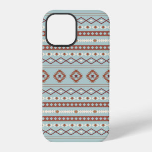 Coque iPhone 12 Pro Aztec Mixte Motif Motif Rusts Crème Bleu