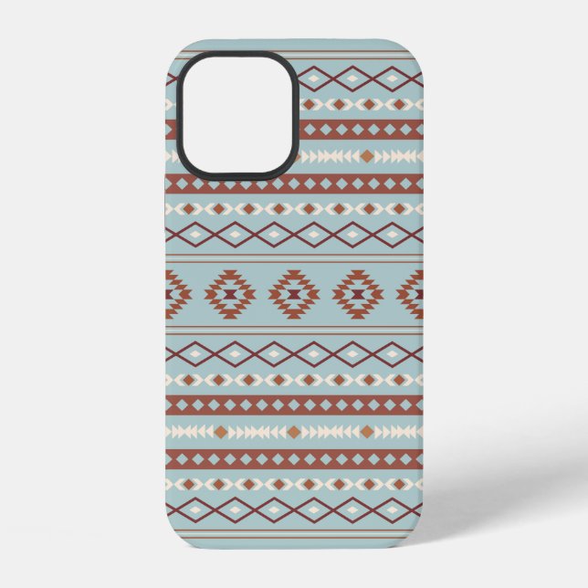 Coque iPhone Aztec Mixte Motif Motif Rusts Crème Bleu (Verso)