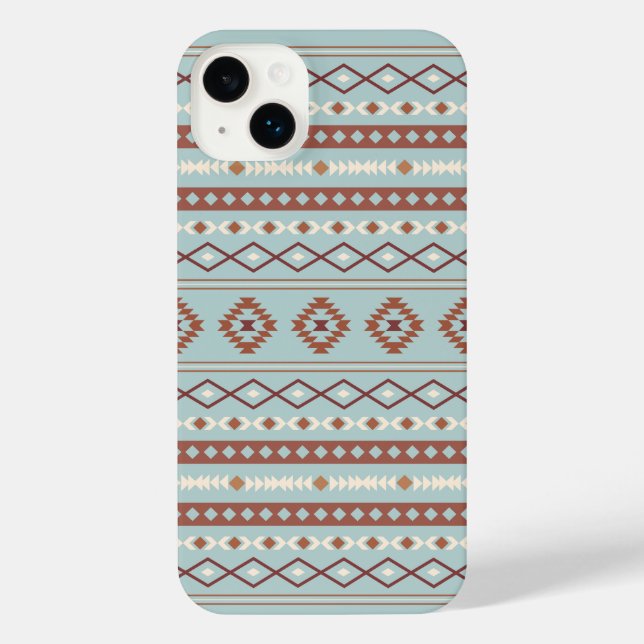 Coque iPhone Aztec Mixte Motif Motif Rusts Crème Bleu (Verso)