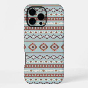 Coque iPhone 16 Pro Max Aztec Mixte Motif Motif Rusts Crème Bleu