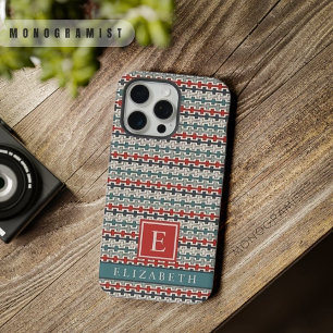 Coque iPhone 15 Pro Max Aztec personnalisable bleu sarcelle vert rouge gri