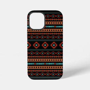 Coque iPhone 12 Mini Aztec Rusts Turquoise Noir Motifs mélangés Motif