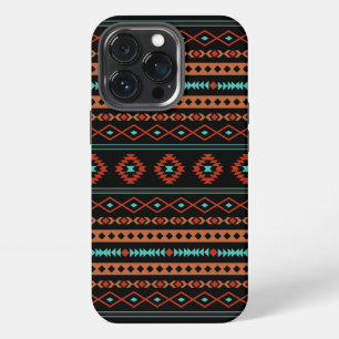 Etui iPhone 13 Pro Aztec Rusts Turquoise Noir Motifs mélangés Motif