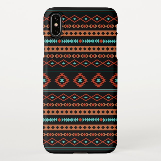 Coque iPhone Aztec Rusts Turquoise Noir Motifs mélangés Motif (Dos)