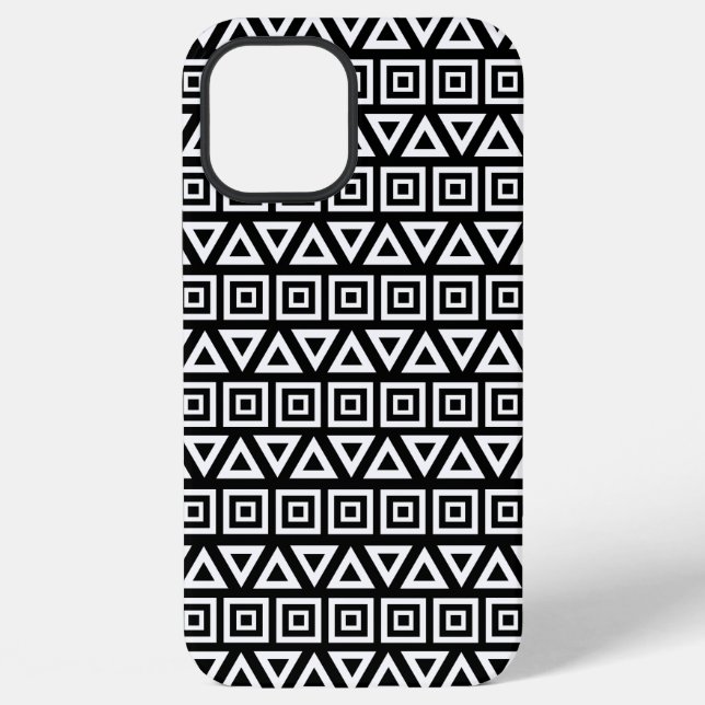 Coque iPhone Aztec Triangles+Motif Carré blanc sur noir (Verso)