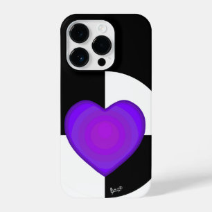 Coque Pour iPhone 14 Plus B&W Purple Hearts Beating