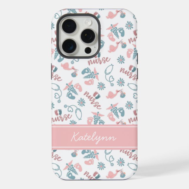 Coque iPhone Baby Nurse Phone Case | Personalized Name (Verso)