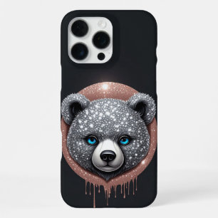 Coque iPhone 16 Pro Max Bague en cuivre au portrait géométrique d'ours noi