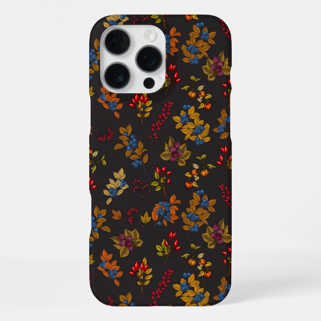 Coque iPhone Baies d'automne sur chocolat brun 2 (Verso)
