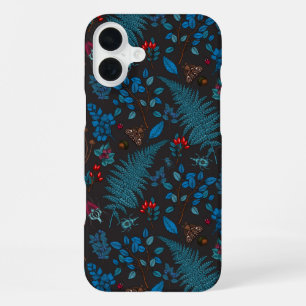 Coque iPhone 16 Plus Baies forestières, feuilles et insectes 1