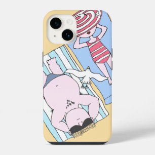 Coque Pour iPhone 14 Bain de soleil amusant Couple Cartoon Art balnéair