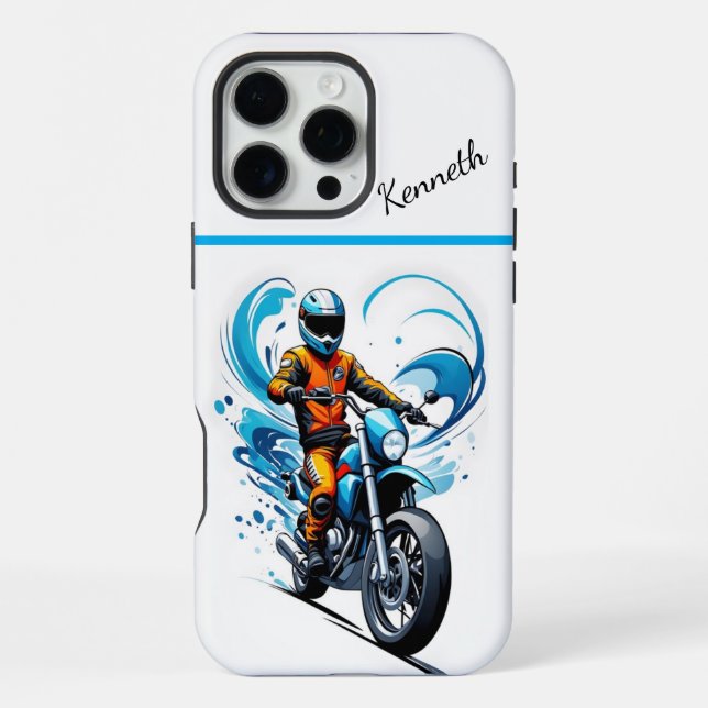 Coque iPhone Balade à moto Blue Wave (Verso)
