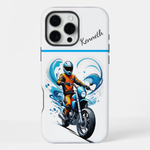 Coque iPhone 16 Pro Max Balade en moto Blue Wave