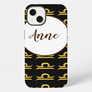Etui iPhone 13 Balance, Signe du zodiaque doré personnalisé