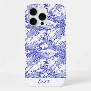 Coque iPhone 16 Pro Max Baleine À Baleine Bleue Et Blanche Personnalisée