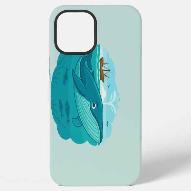 Coque iPhone Baleine de mer nautique (Verso)