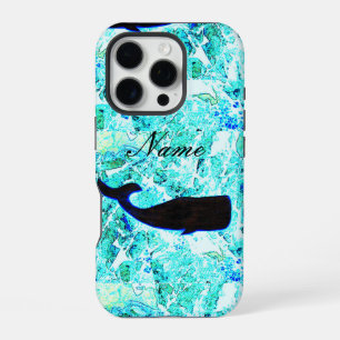 Coque iPhone 16 Pro baleine noire bleu