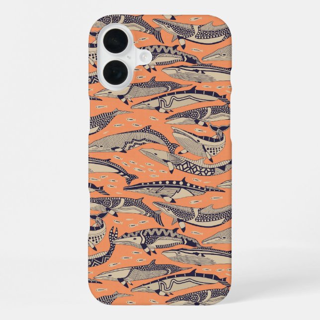 Coque iPhone baleines de Minke cuivre (Verso)