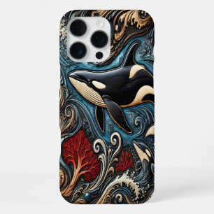 Coque iPhone 16 Pro Max Baleines majestueuses : Vagues en mouvement