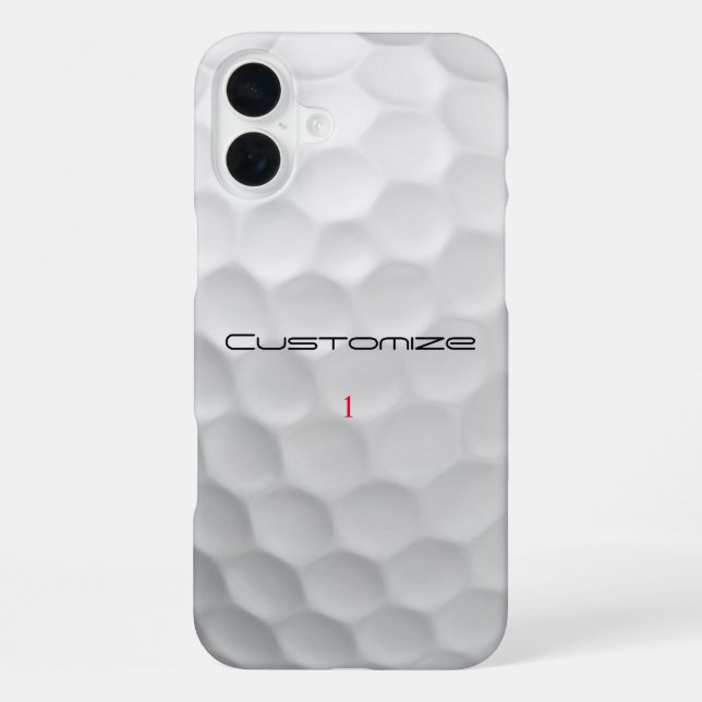 Coque iPhone Balle de golf blanche texturée avec nom et numéro  (Verso)